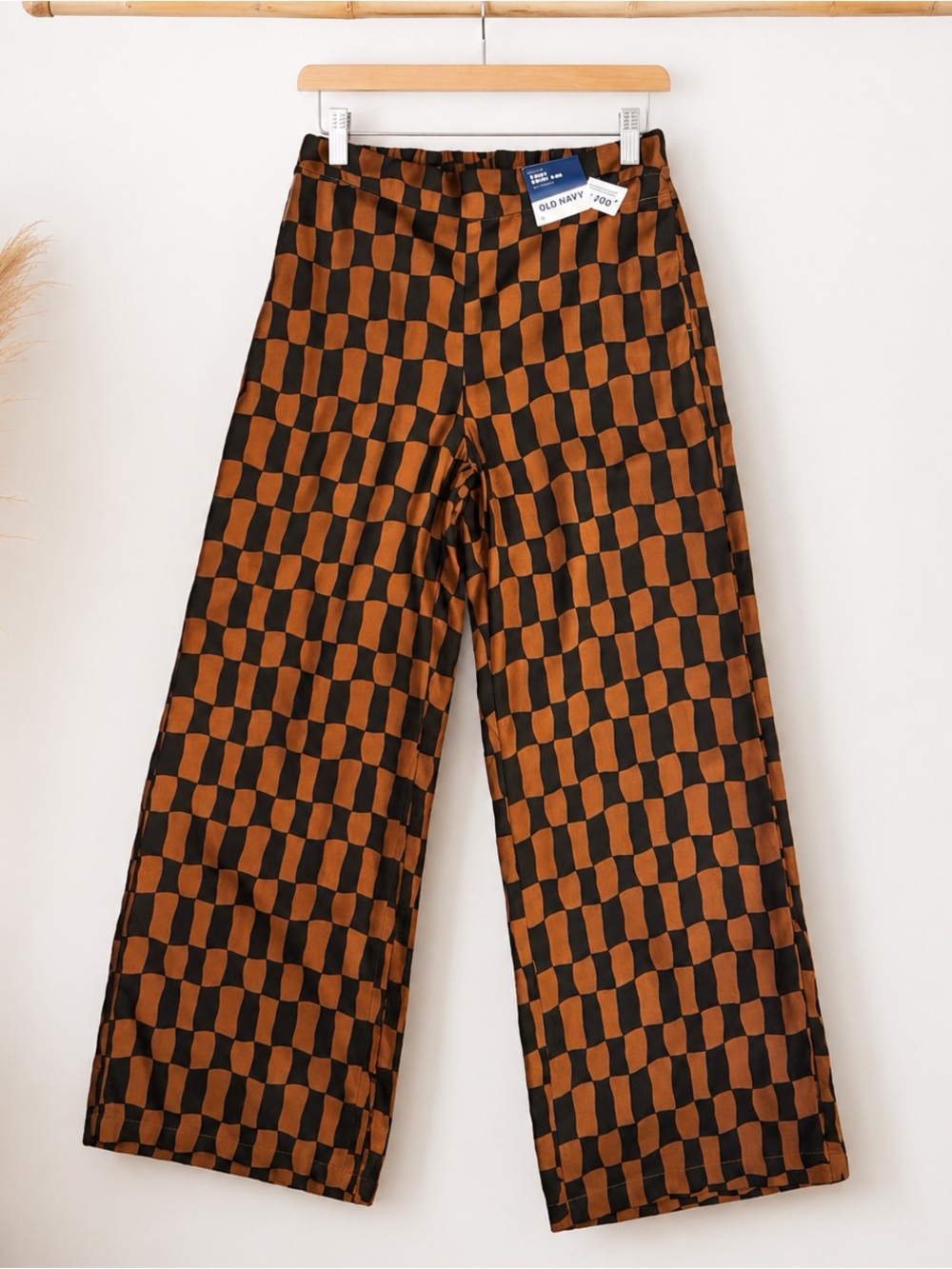 Old Navy Brown and Black Checkerboard Wide-Leg Pants